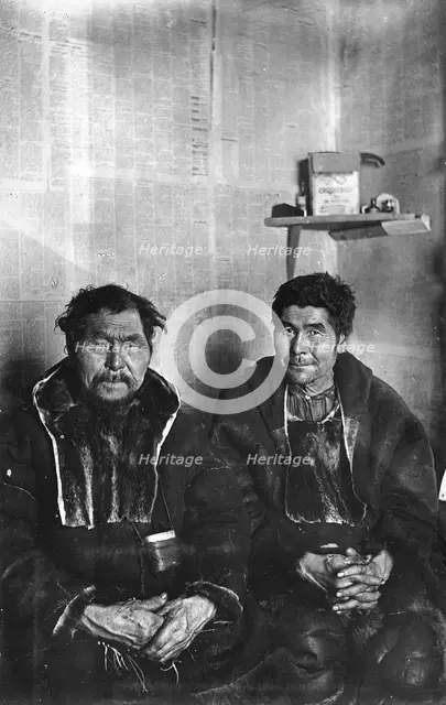 Two Chukchi in kukhlyankas, 1910-1929. Creator: Ivan Emelianovich Larin.