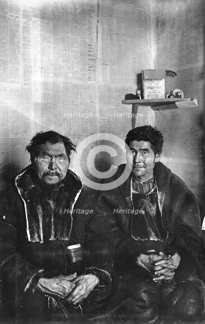 Two Chukchi in kukhlyankas, 1910-1929. Creator: Ivan Emelianovich Larin.