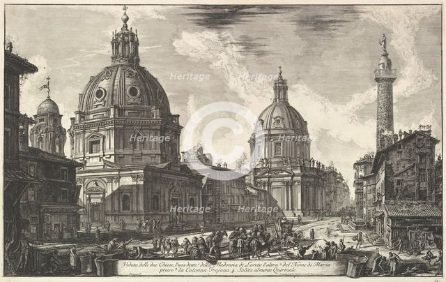 Two churches near Trajan's column, S. Maria di Loreto and Santissimo Nome di Maria (Ve..., ca. 1762. Creator: Giovanni Battista Piranesi.