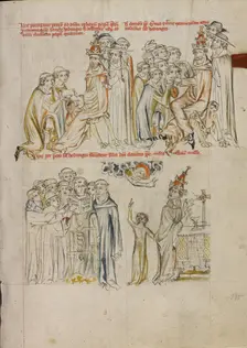 Two Clerics Requesting the Canonization of Saint Hedwig before Pope Urban IV, 1353. Creator: Unknown