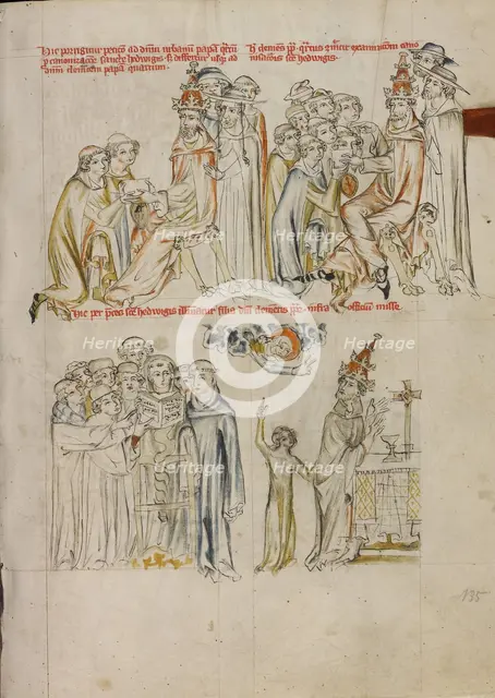 Two Clerics Requesting the Canonization of Saint Hedwig before Pope Urban IV, 1353. Creator: Unknown.