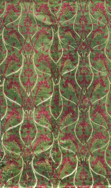 Two-colour Velvet with Gold in a Double Curved Lattice Pattern, 1450-1500. Creator: Unknown