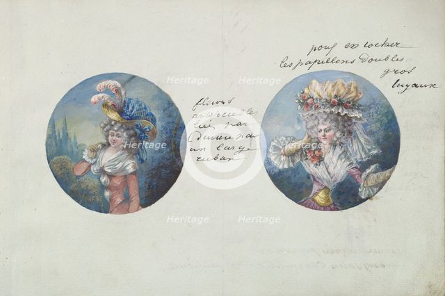 Two Costume Designs or Portrait Types, ca. 1785-90. Creator: Anon.