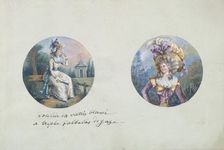 Two Costume Designs or Portrait Types, ca. 1785-90. Creator: Anon