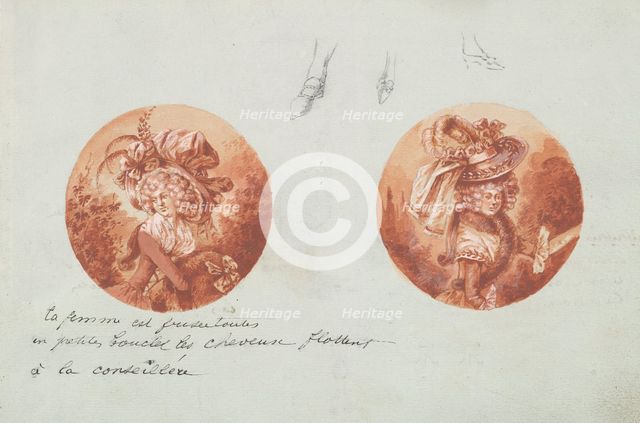 Two Costume Designs or Portrait Types, ca. 1785-90. Creator: Anon.