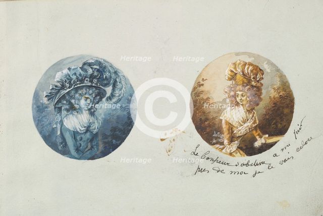 Two Costume Designs or Portrait Types, ca. 1785-90. Creator: Anon.