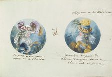 Two Costume Designs or Portrait Types, ca. 1785-90. Creator: Anon