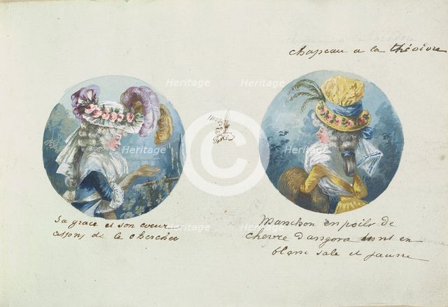 Two Costume Designs or Portrait Types, ca. 1785-90. Creator: Anon.