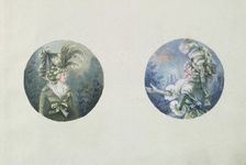 Two Costume Designs or Portrait Types, ca. 1785-90. Creator: Anon