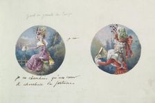 Two Costume Designs or Portrait Types, ca. 1785-90. Creator: Anon