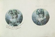 Two Costume Designs or Portrait Types, ca. 1785-90. Creator: Anon