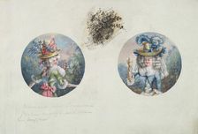 Two Costume Designs or Portrait Types of Two Women with Straw Hats, ca. 1785-90. Creator: Anon