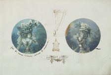 Two Costume Designs or Portrait Studies. Woman with a Bird and a Woman..., ca. 1785-90. Creator: Anon