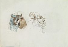 Two Costume Sketches, ca. 1785-90. Creator: Anon