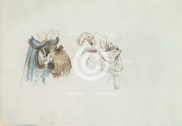 Two Costume Sketches, ca. 1785-90. Creator: Anon.