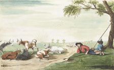 Two cowherds at sunrise or sunset, 1654. Creator: Gesina ter Borch