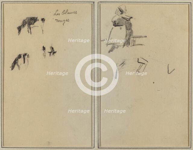Two Cows; A Seated Breton Woman [verso], 1884-1888. Creator: Paul Gauguin.
