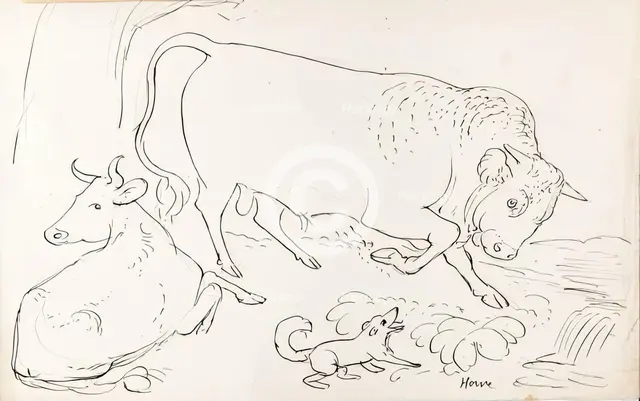 Two Cows And A Dog, 1825-1839. Creator: James Howe.