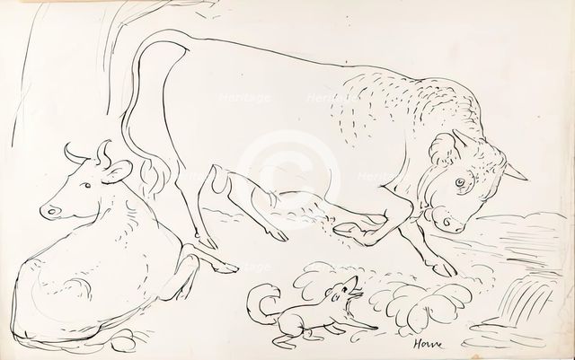 Two Cows And A Dog, 1825-1839. Creator: James Howe.