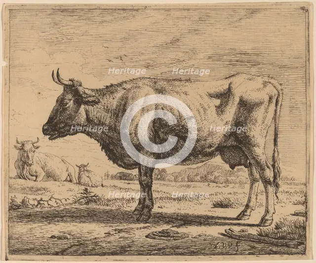 Two Cows and a Sheep, c. 1657/1659. Creator: Adriaen van de Velde.