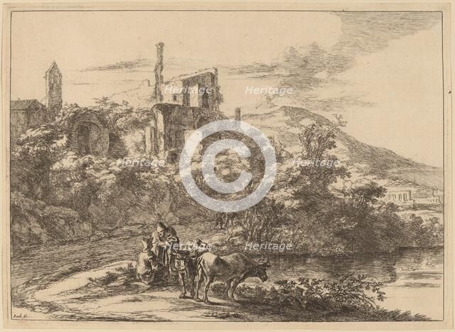 Two Cows near the River at Tivoli. Creator: Jan Dirksz Both.