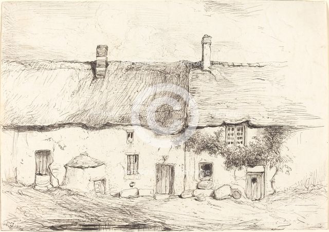 Two Cottages, c. 1844. Creator: Eugene Isabey.