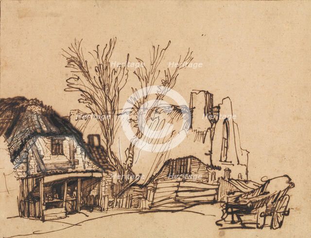 Two Cottages, ca. 1636. Creator: Rembrandt Harmensz van Rijn.