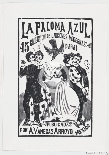 Two couples dancing, illustration for 'La Paloma Azul,' published by Antonio Vane..., ca. 1880-1910. Creator: José Guadalupe Posada.