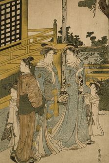 Two Courtesans and Kamuro, 19th century. Creator: Utagawa Toyokuni II
