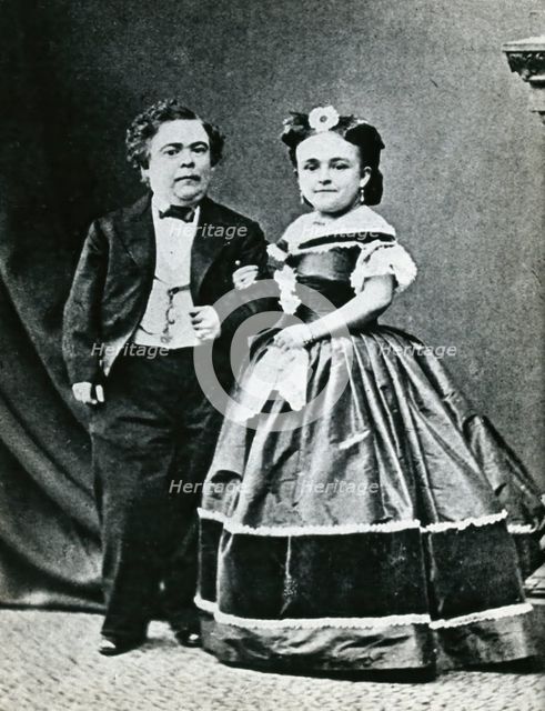Two dwarfs: "Tom Thumb" (Charles Sherwood Stratton) (1838-1883) and his wife Lavinia... , c1865. Creator: Unknown.