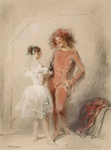 Two Dancers Backstage, 1852. Creator: Paul Gavarni