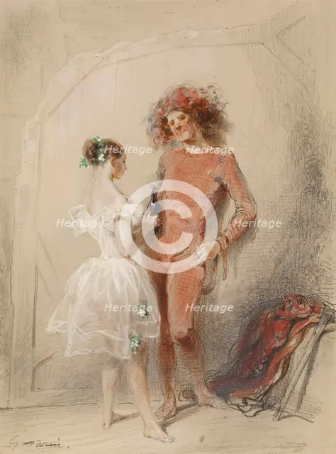 Two Dancers Backstage, 1852. Creator: Paul Gavarni.