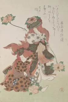 Two Dancers Performing a Shakkyomono Kabuki Dance..., ca. 1805-10. Creator: Kubo Shunman