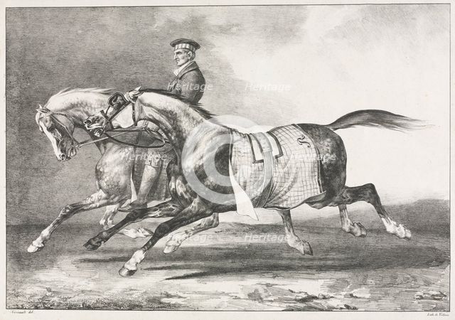 Two Dappled Horses Exercising, 1822. Creator: Théodore Géricault (French, 1791-1824).