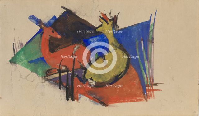Two Deer Lying Down, 1912-1913.