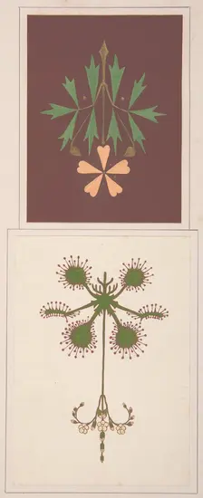 Two design drawings, ca. 1883, based on earlier design. Creator: Christopher Dresser