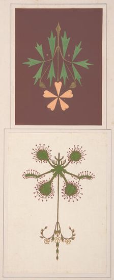 Two design drawings, ca. 1883, based on earlier design. Creator: Christopher Dresser