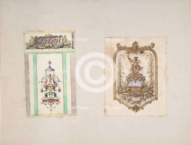 Two Designs for Ornamental Panels, second half 19th century. Creators: Jules-Edmond-Charles Lachaise, Eugène-Pierre Gourdet.