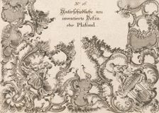 Two Designs for Ceiling Decorations, Plate 1 from Unterschiedliche neu inv..., Printed ca. 1750-56. Creator: Jeremias Wachsmuth