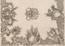 Two Designs for Ceiling Decorations, Plate 2 from Unterschiedliche neu inv..., Printed ca. 1750-56. Creator: Jeremias Wachsmuth