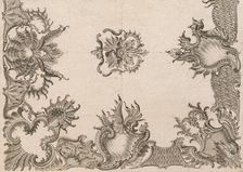 Two Designs for Ceiling Decorations, Plate 2 from Unterschiedliche neu inv..., Printed ca. 1750-56. Creator: Jeremias Wachsmuth