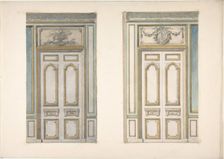 Two Designs for Doorways with Alternate Overdoor Decoration, second half 19th century. Creators: Jules-Edmond-Charles Lachaise, Eugène-Pierre Gourdet