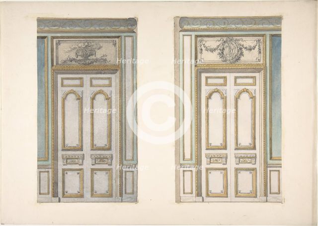 Two Designs for Doorways with Alternate Overdoor Decoration, second half 19th century. Creators: Jules-Edmond-Charles Lachaise, Eugène-Pierre Gourdet.