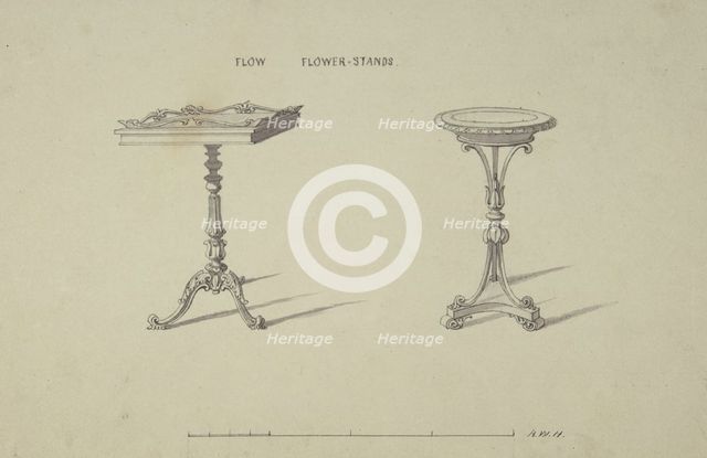 Two Designs for Flower Stands, 1835-1900. Creator: Robert William Hume.