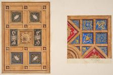 Two designs for paneled ceiling with painted decoration, 19th century. Creators: Jules-Edmond-Charles Lachaise, Eugène-Pierre Gourdet
