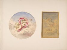 Two designs for the decoration of ceilings with figures in clouds, 1830-97. Creators: Jules-Edmond-Charles Lachaise, Eugène-Pierre Gourdet