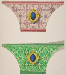Two designs for the painted decoration of ceiling coves with cartouches, 1830-97. Creators: Jules-Edmond-Charles Lachaise, Eugène-Pierre Gourdet
