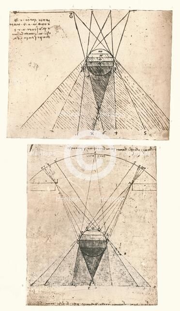 Two diagrams illustrating the theory of light and shade, c1472-c1519 (1883). Artist: Leonardo da Vinci.