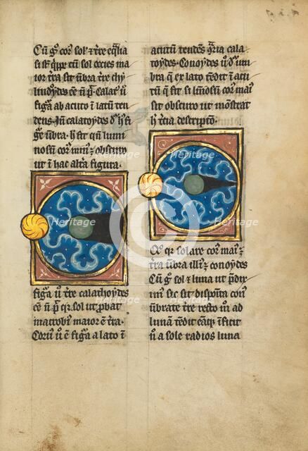 Two Diagrams with the Sun and the Moon; De Natura Avium; De Pastoribus et Ovibus, 1277 or after. Creator: Unknown.