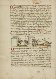 Two Dogs Barking and Cubs; Fables, third quarter of 15th century. Creator: Unknown